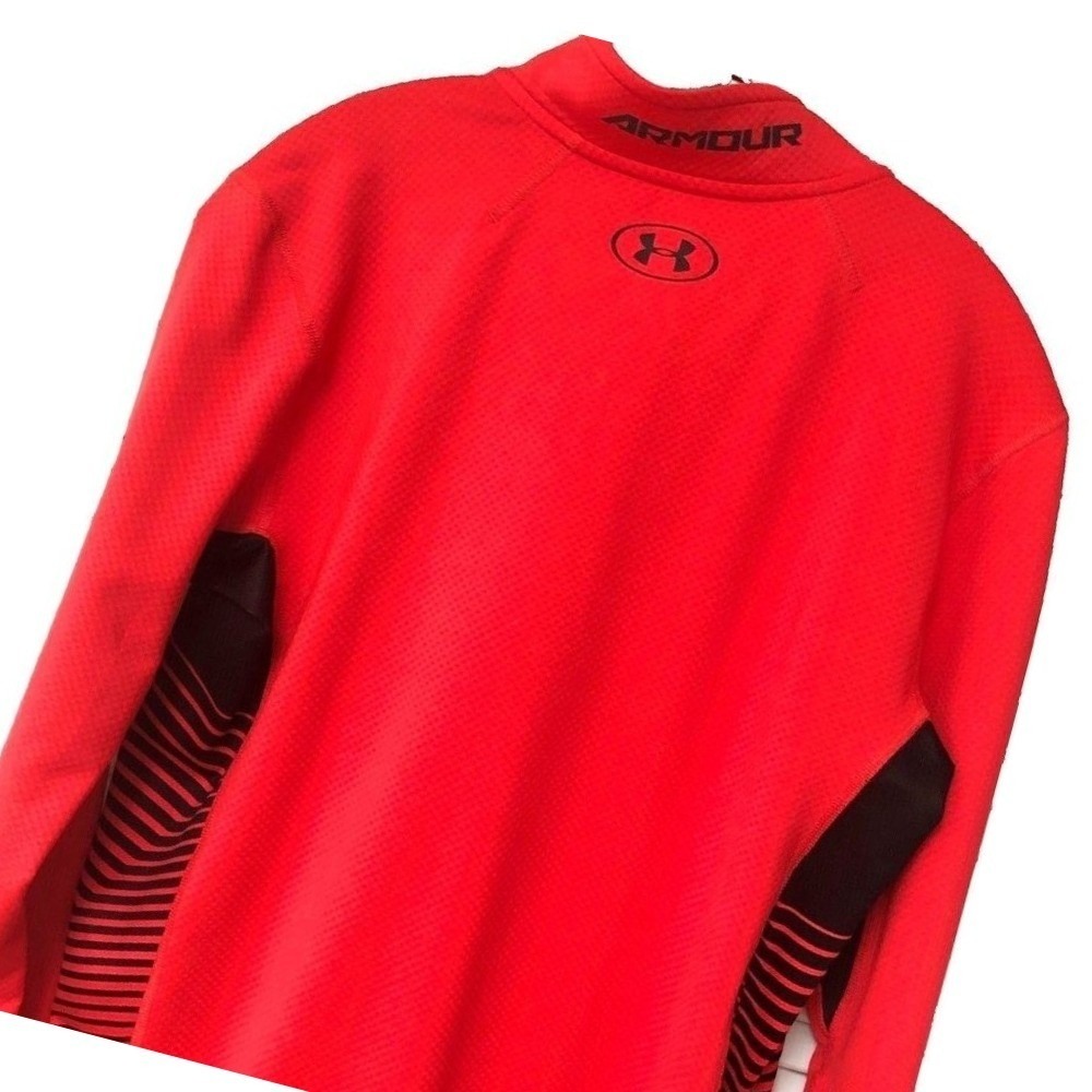 UNDER ARMOUR 1/4 Zip Shirt‎ Jacket ColdGear Performance Waffle Orange  Womens S